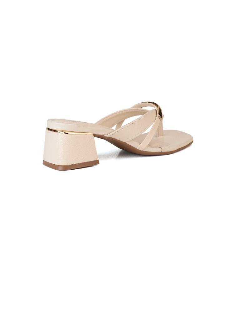 Tamanco Thong Sandal Bebecê com Enfeite Minimalista Creme 4