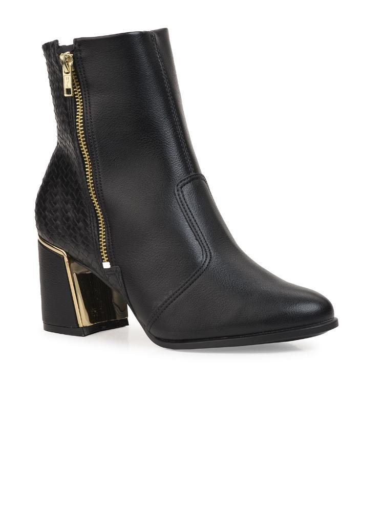 Bota Feminina Bebecê Glam Zip Moderna Preto 3