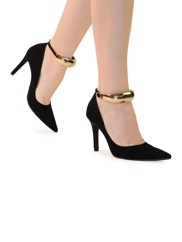 Scarpin Bebecê Salto Alto Fino Bold Tira Com Fivela Preto 2