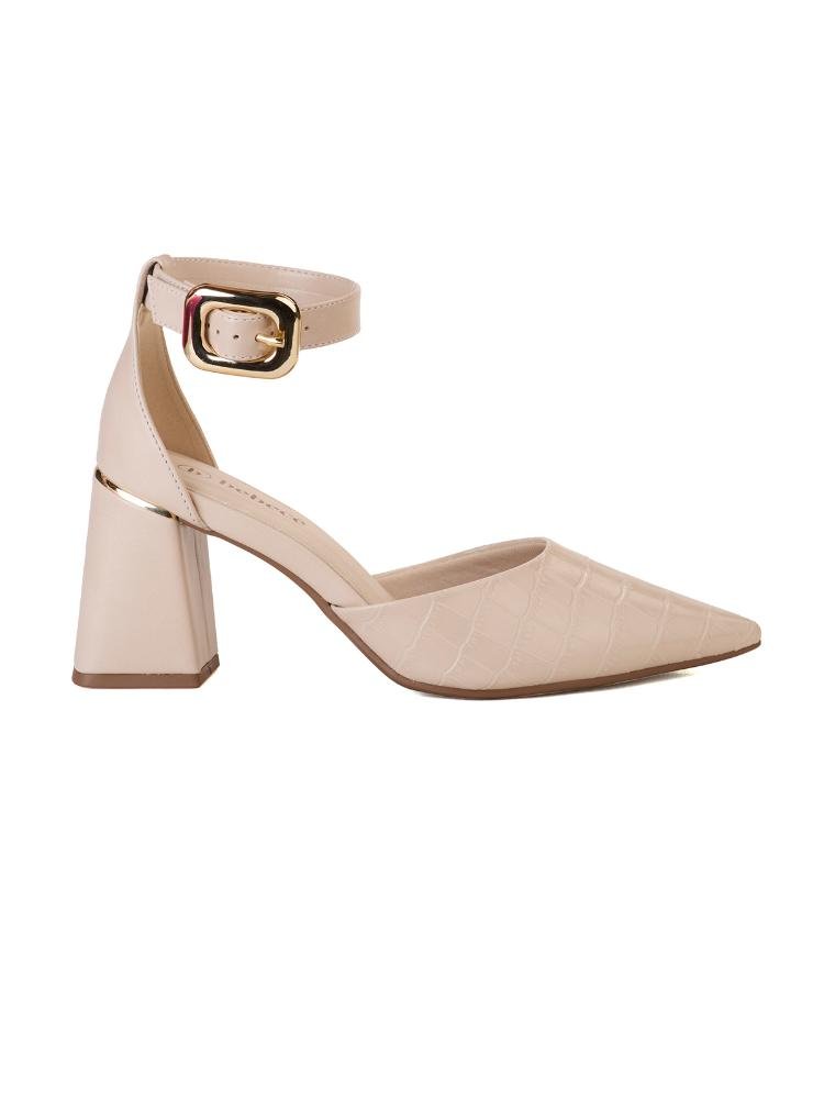 Scarpin Bebecê Salto Bloco Tira Com Fivela