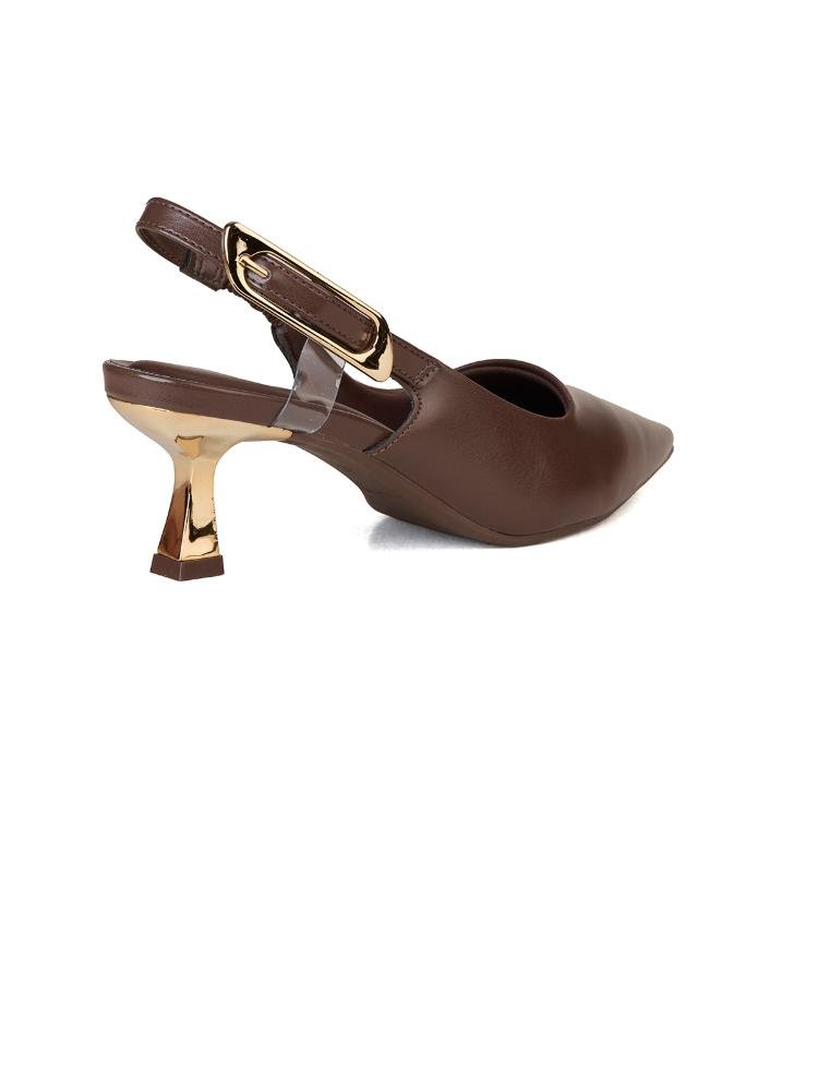Scarpin Bebecê Slingback Assimétrico Marrom 4