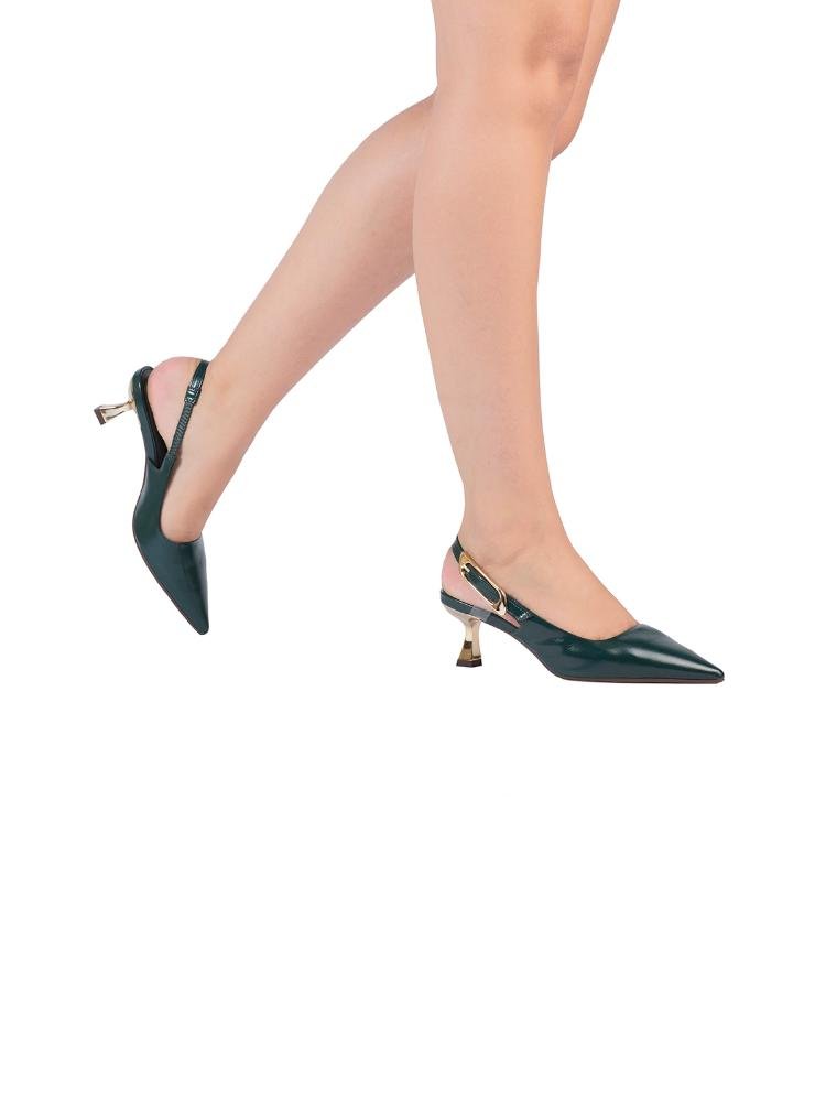 Scarpin Bebecê Slingback Assimétrico Verde 2