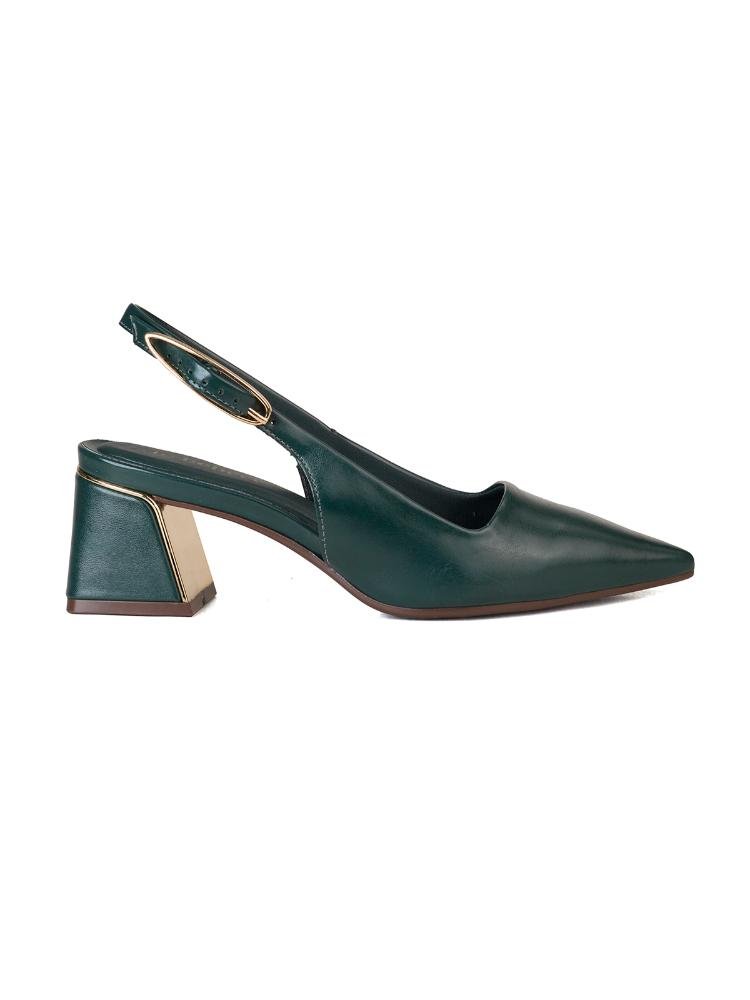 Scarpin Bebecê Slingback com Fivela Alongada e Metal