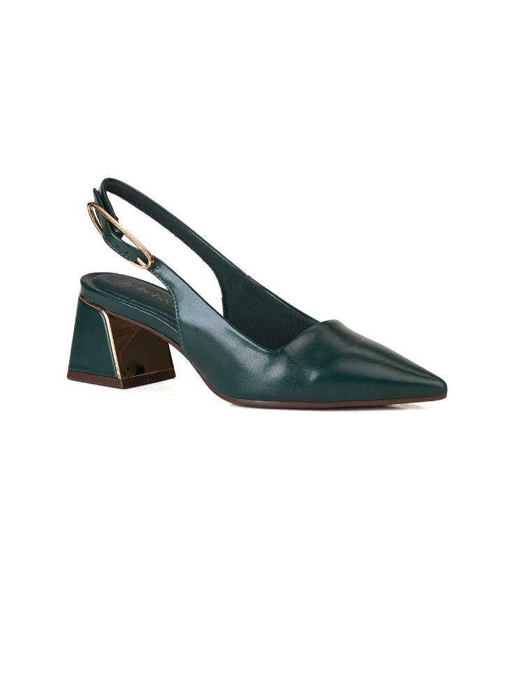 Scarpin Bebecê Slingback com Fivela Alongada e Metal Verde 3