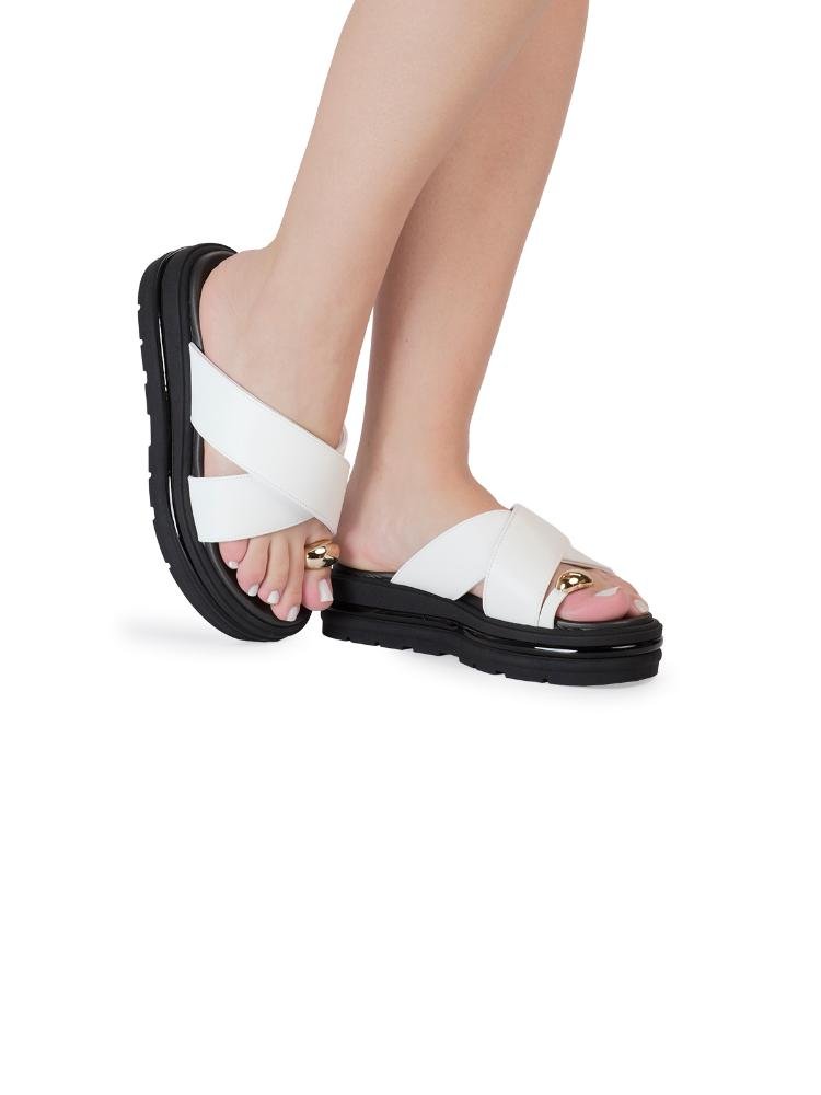 Chinelo Flatform Bebecê com Tiras Cruzadas Branco 2