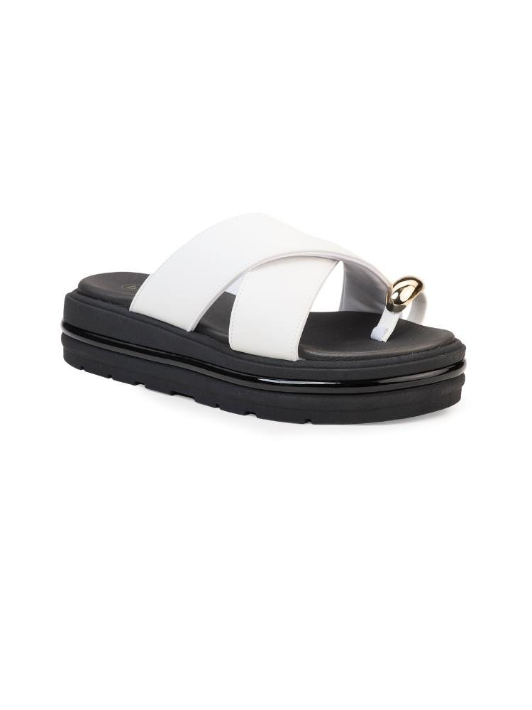 Chinelo Flatform Bebecê com Tiras Cruzadas Branco 3