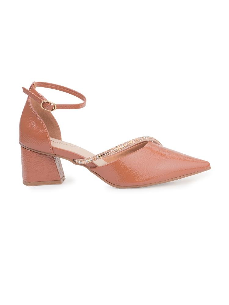 Scarpin Semi Aberto Bebecê com Tira de Strass