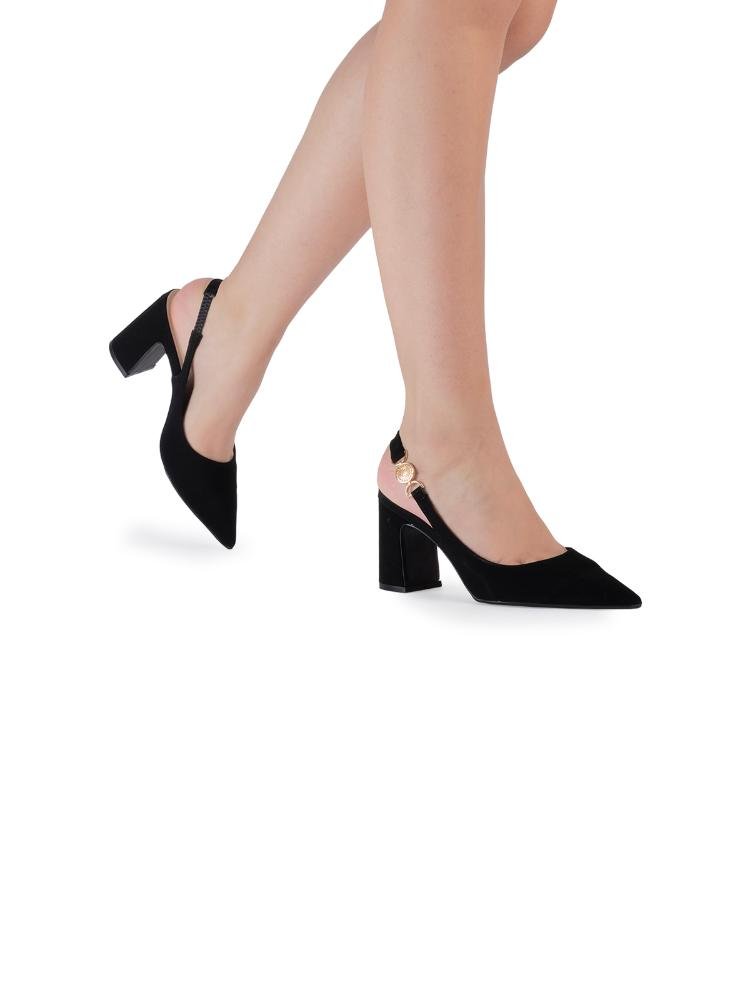 Scarpin Slingback Bebecê Aberto com Salto Grosso