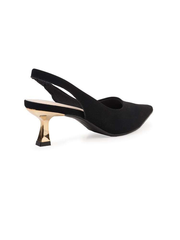 Slingback Bebecê Bico Fino com Salto Taça Preto 4