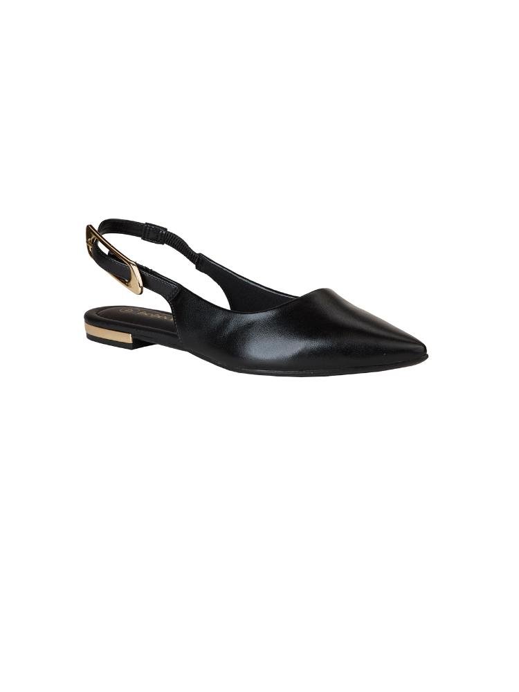 Sapatilha Bebecê Slingback Flat Com Fivela Preto 3