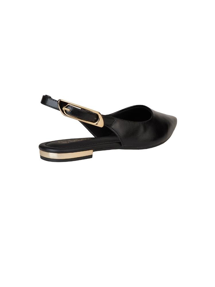 Sapatilha Bebecê Slingback Flat Com Fivela Preto 4