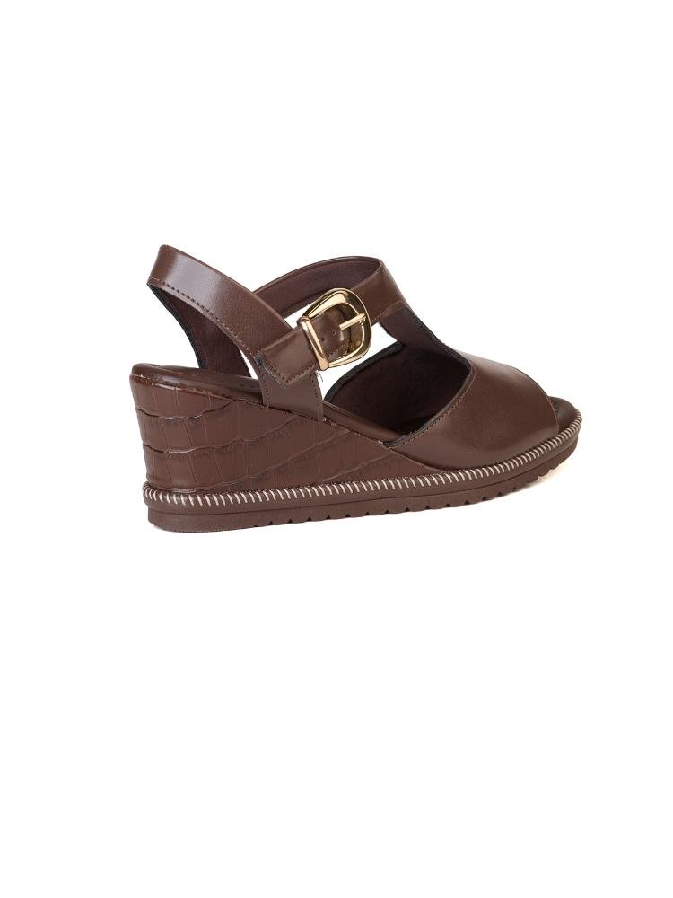 Espadrille Bebecê Anabela Semi Aberta com Maxi Fivela Marrom 3