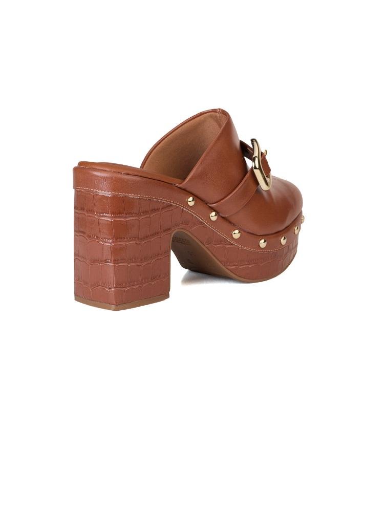Tamanco Bebecê Clog Alta com Fivela Marrom 4