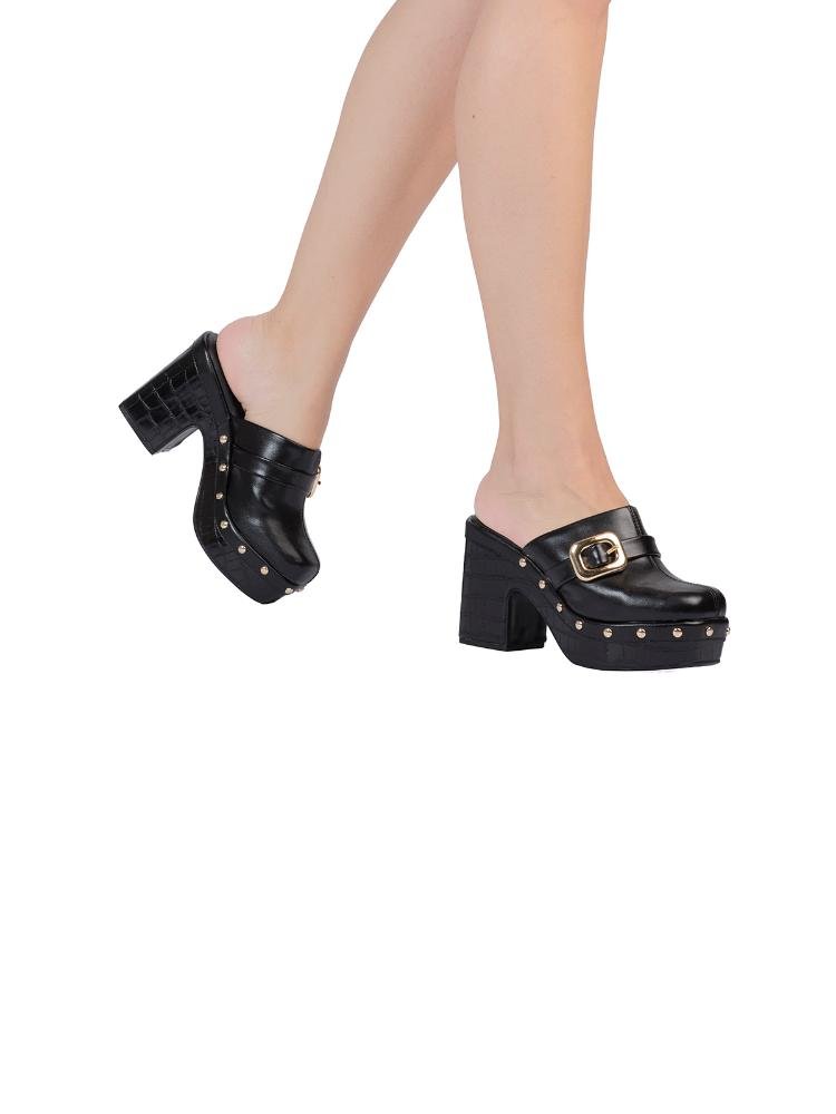 Tamanco Bebecê Clog Alta com Fivela Preto 2