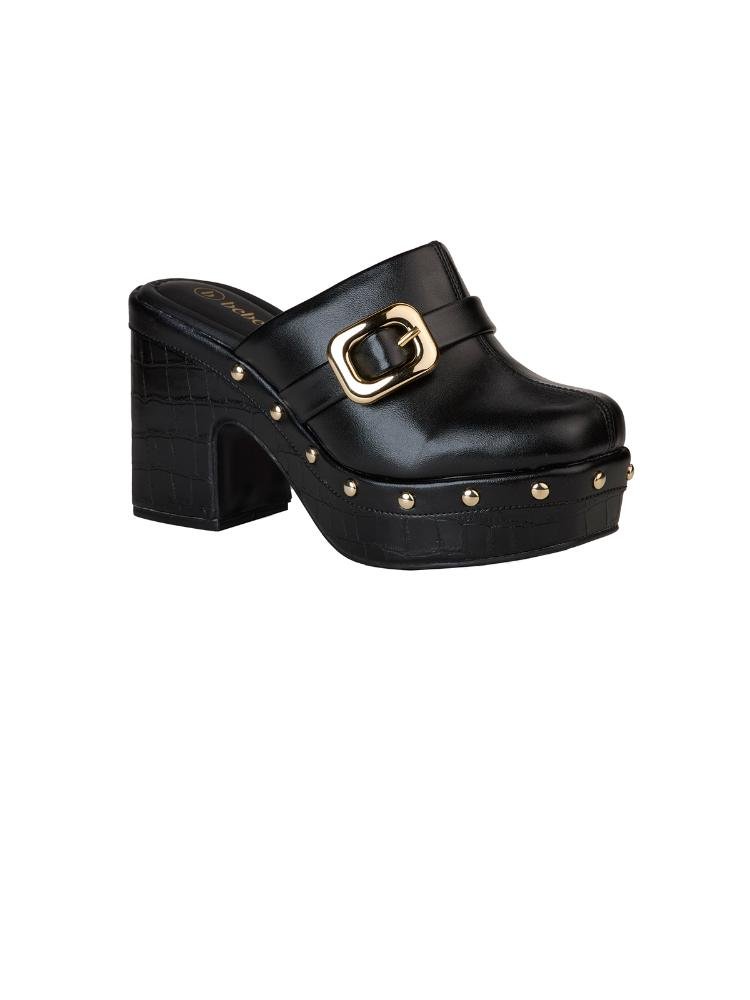 Tamanco Bebecê Clog Alta com Fivela Preto 3