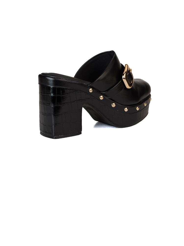 Tamanco Bebecê Clog Alta com Fivela Preto 4