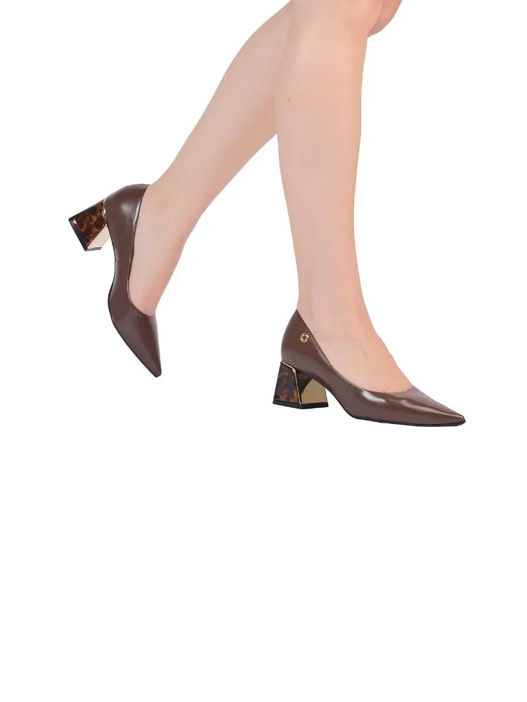 Scarpin Bebecê Clássico Versátil Bloco Marrom 2