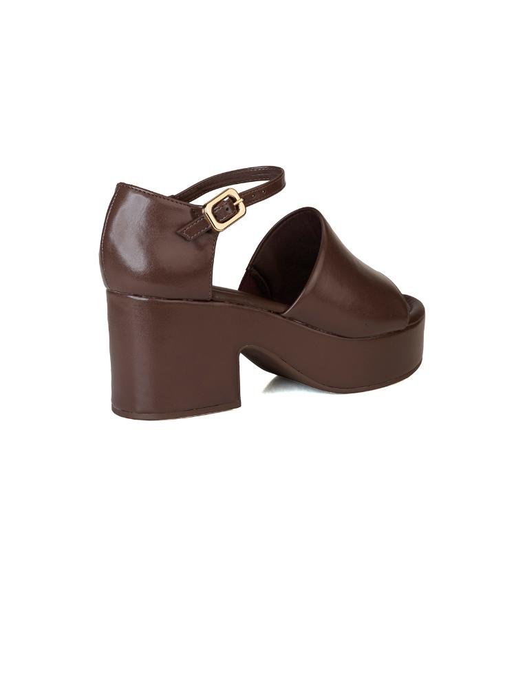 Sandália Bebecê Flatform Com Enfeite Anel Marrom 4