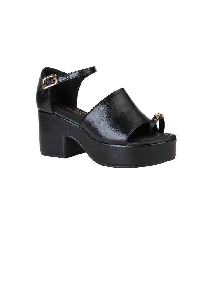 Sandália Bebecê Flatform Com Enfeite Anel Preto 3