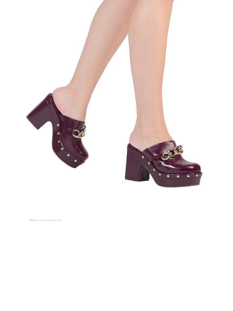 Tamanco Bebecê Clog Corrente Metalizada Roxo 2