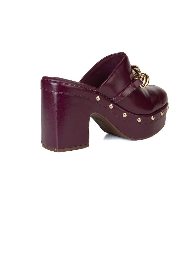 Tamanco Bebecê Clog Corrente Metalizada Roxo 4