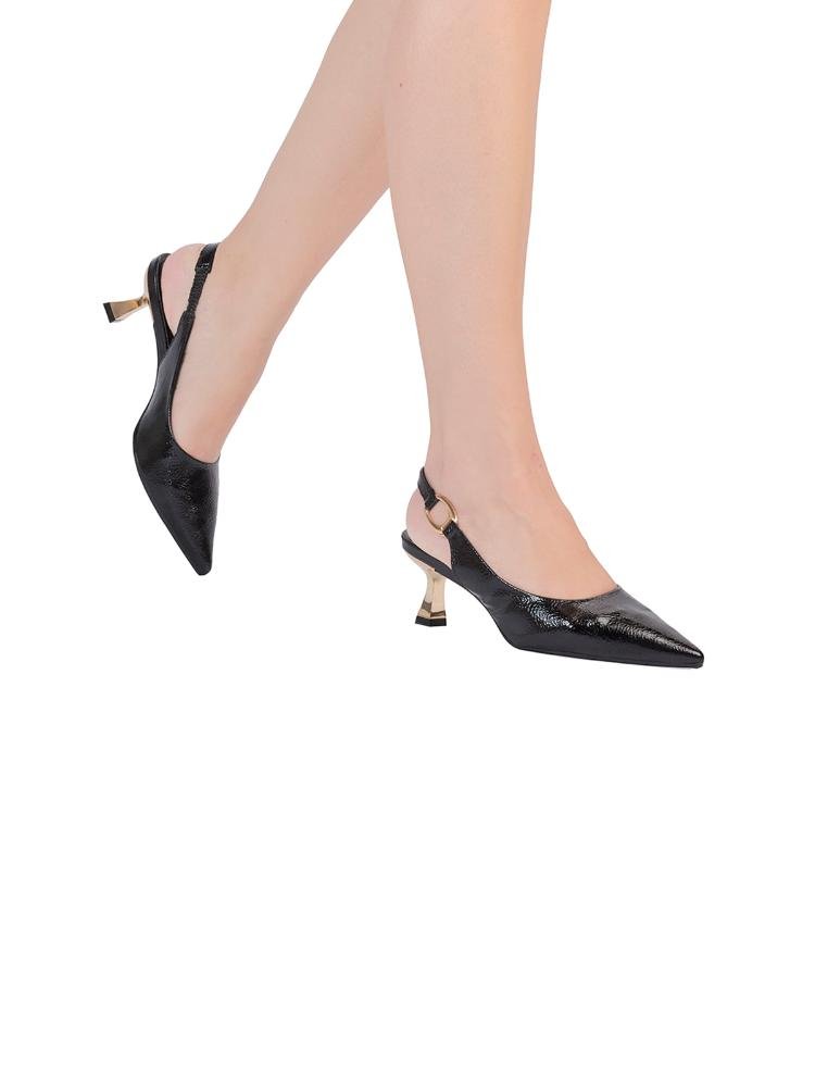 Slingback Bebecê Clássico Salto Médio Preto 2