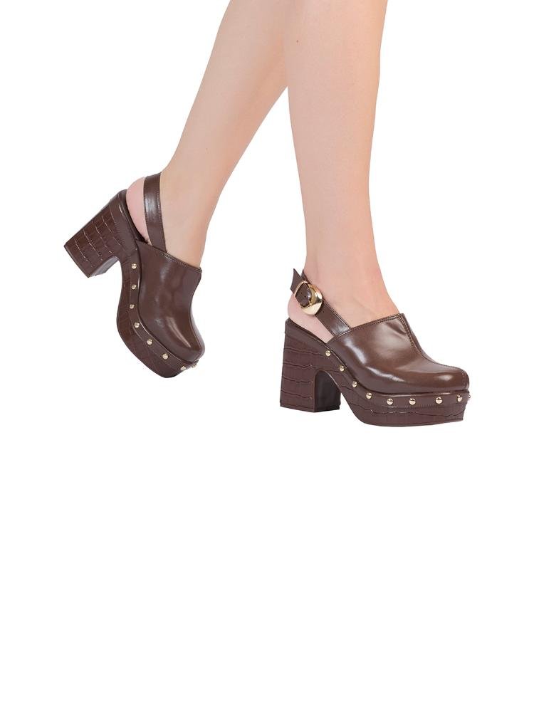 Tamanco Bebecê Clog Tira Fivela Alta Marrom 2