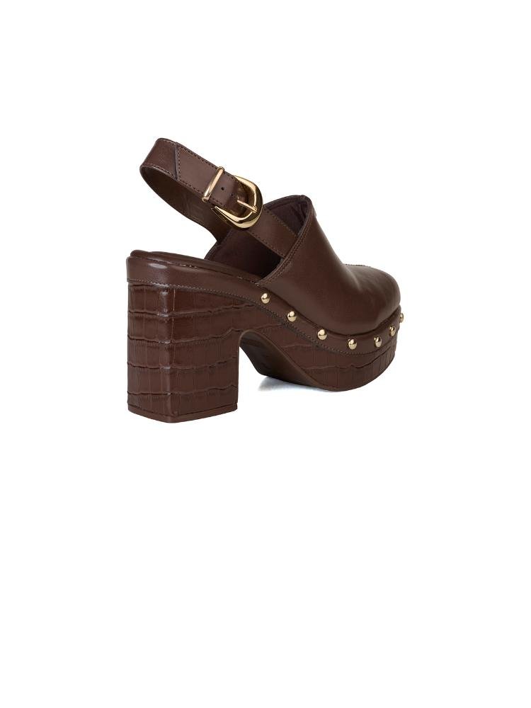Tamanco Bebecê Clog Tira Fivela Alta Marrom 4