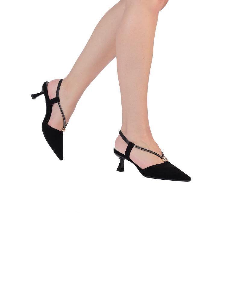 Scarpin Bebecê com Strass e Salto Médio Preto 2