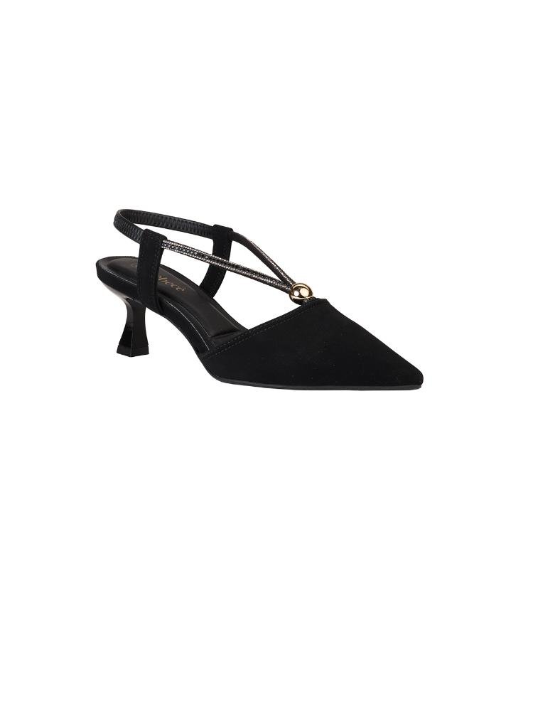 Scarpin Bebecê com Strass e Salto Médio Preto 3