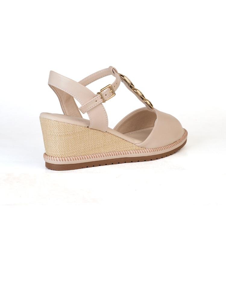 Espadrille Semi Aberta Texturizada Fivela Bege 4