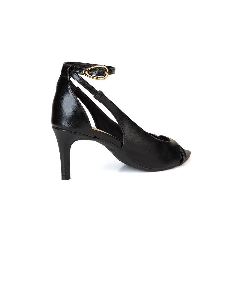 Peep Toe Bebecê Assimétrico Bico Folha Preto 4