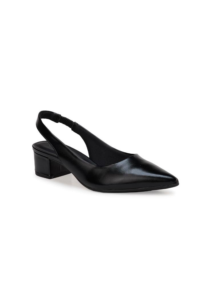 Slingback Bebecê com Salto Bloco Baixo e Bico Fino Preto 3