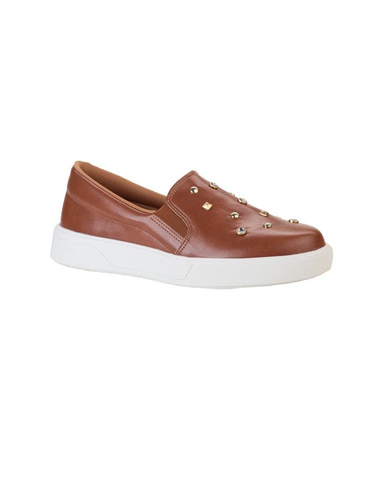 Slip On Bebecê Casual com Detalhes de Tachas Marrom 3