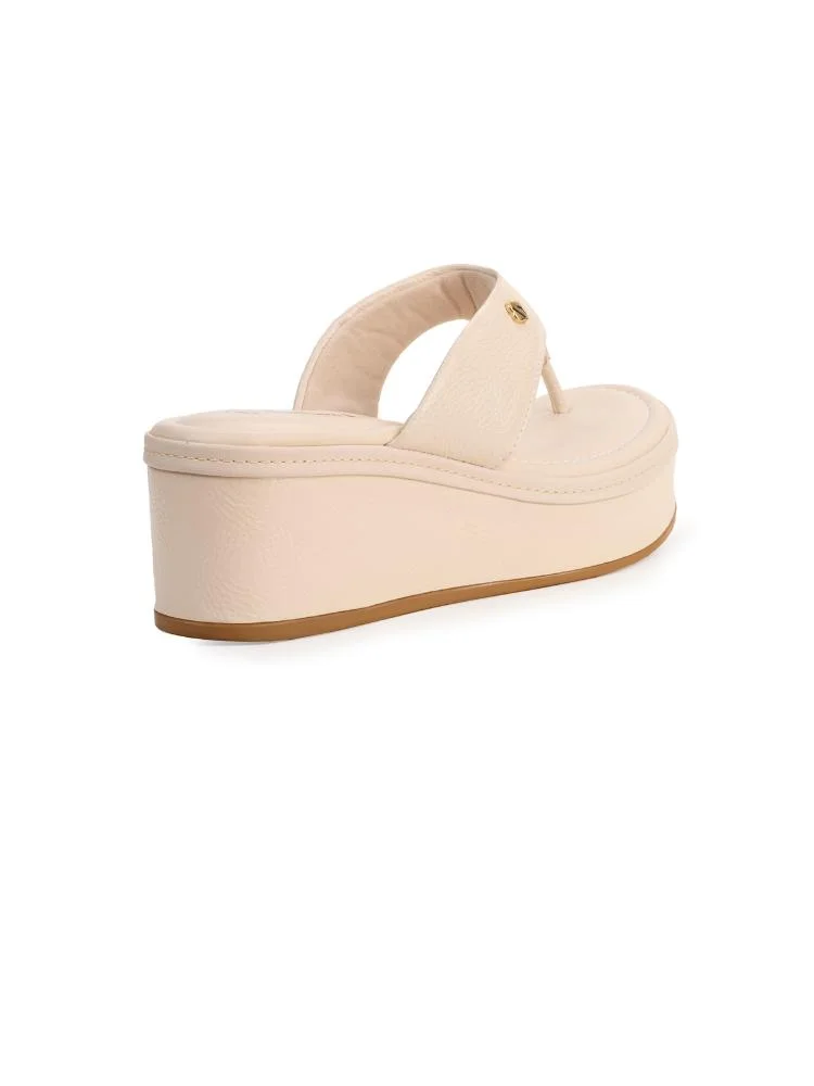 Tamanco Bebecê Plataforma Conforto Minimal Bege 4