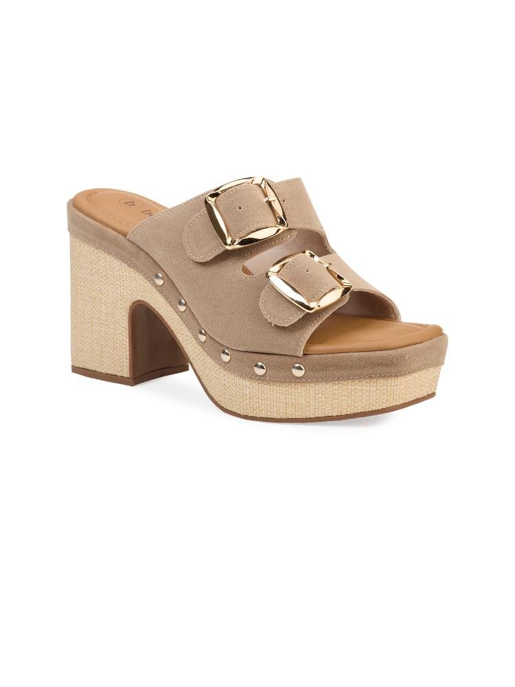 Tamanco Bebecê Salto Alto com Fivelas e Detalhes de Tachas Bege 3