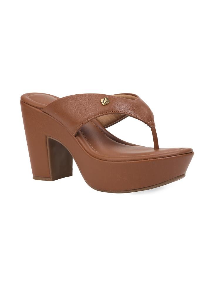 Tamanco Bebecê Salto Bloco Alto Marrom 3