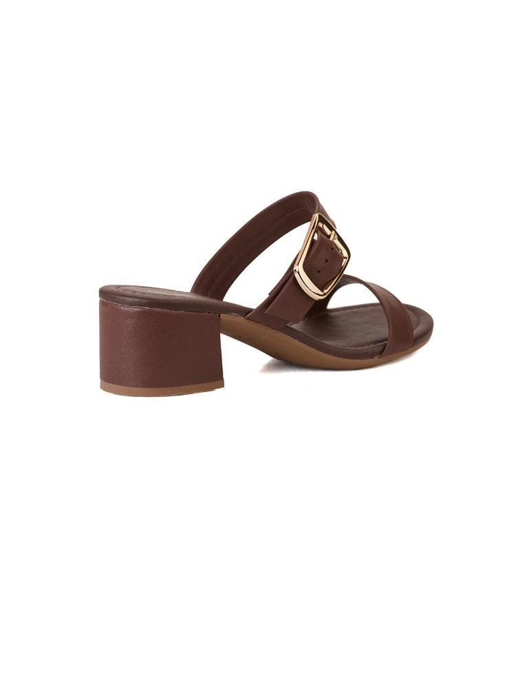 Tamanco Bebecê Salto Bloco Duas Tiras Maxi Fivela Marrom 4