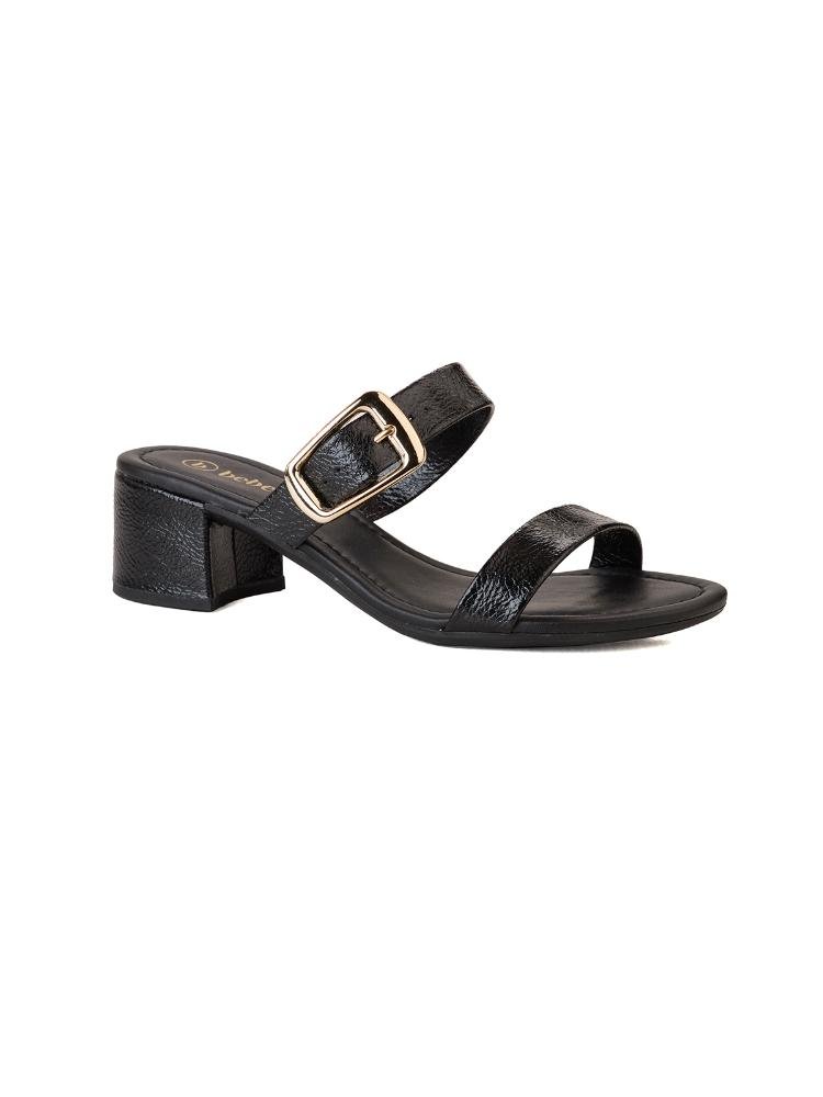 Tamanco Bebecê Salto Bloco Duas Tiras Maxi Fivela Preto 3