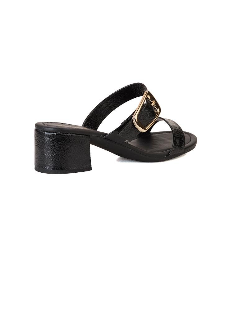 Tamanco Bebecê Salto Bloco Duas Tiras Maxi Fivela Preto 4