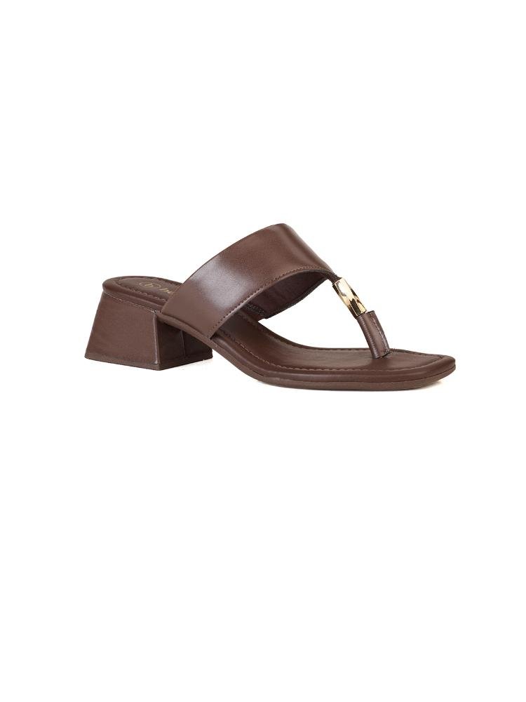 Tamanco Bebecê Thong Sandal com Detalhe Metal Casual Marrom 3