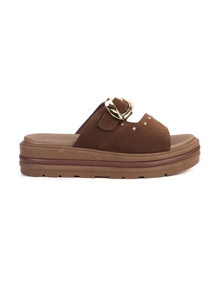 Tamanco Flat Bebecê Fivela E Camurça