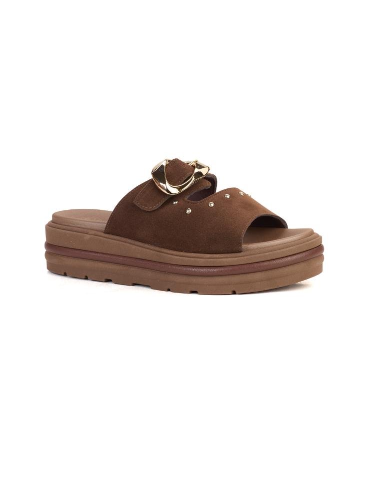 Tamanco Flat Bebecê Fivela E Camurça Marrom 3