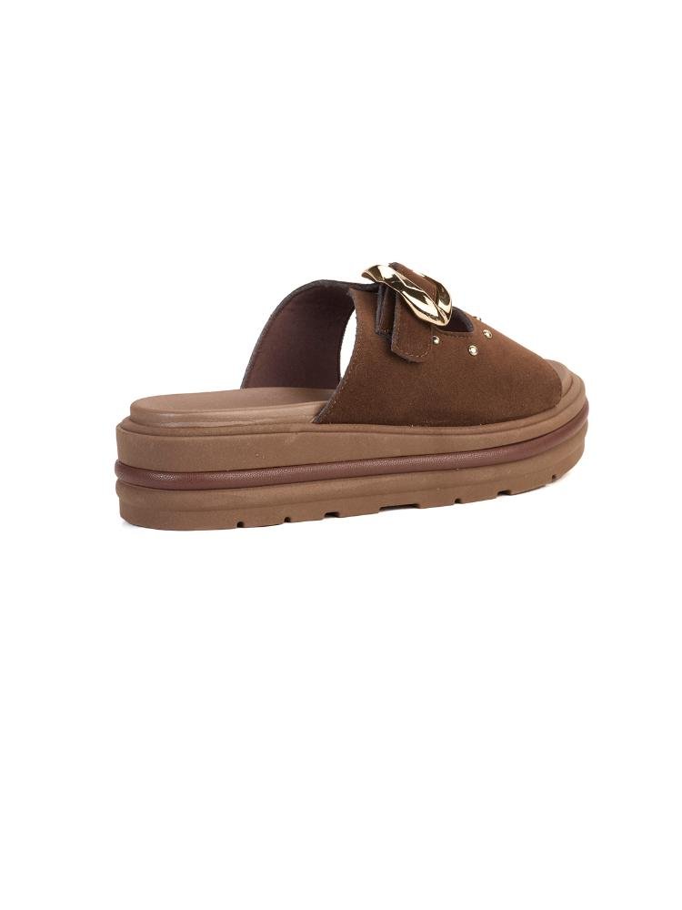 Tamanco Flat Bebecê Fivela E Camurça Marrom 4