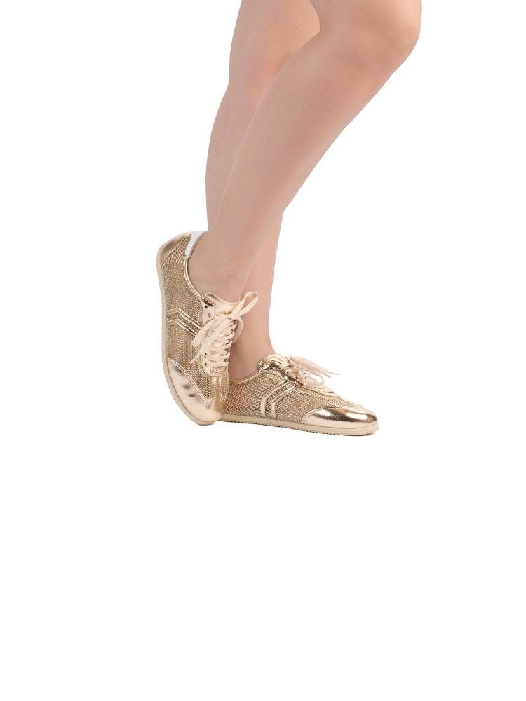 Tênis Casual Feminino Bebecê Duplo Detalhe Texturizado E Cadarço Dourado 2