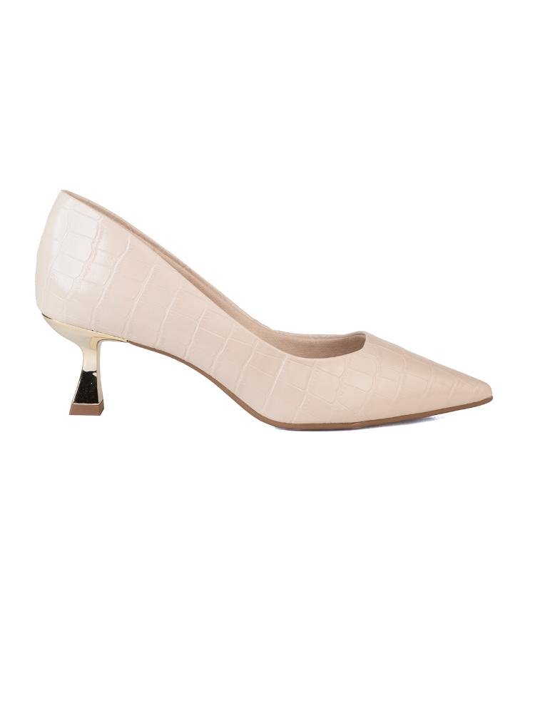 Scarpin Bebecê Clássico Salto Dourado