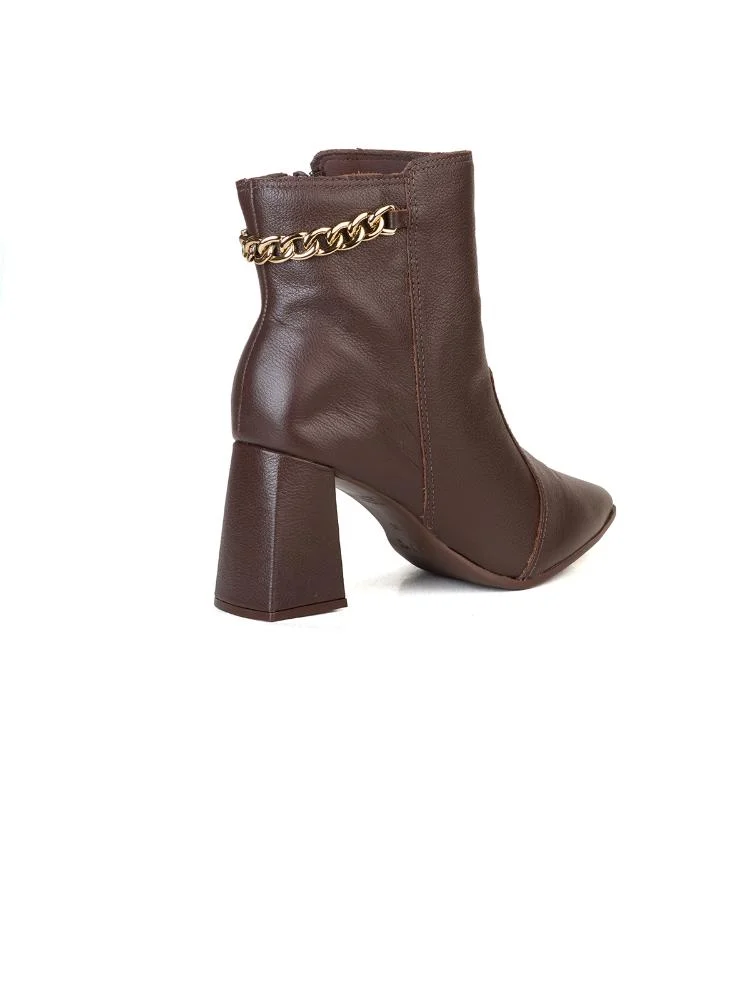 Ankle Boot Bebecê Em Couro Com Corrente Marrom 4