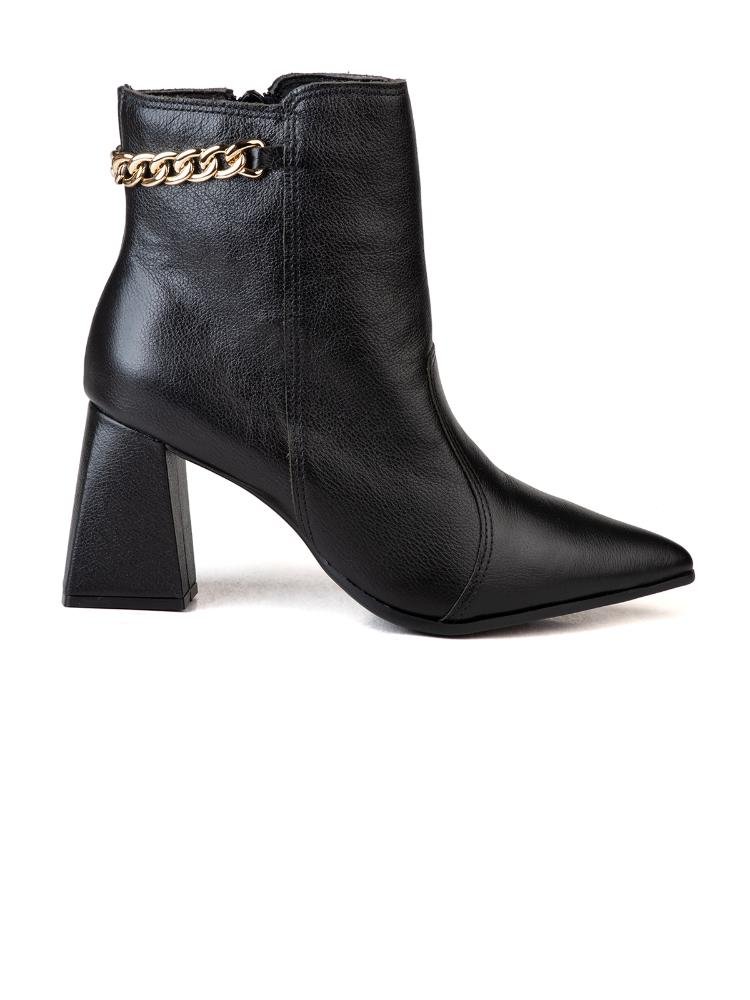 Ankle Boot Bebecê Em Couro Com Corrente