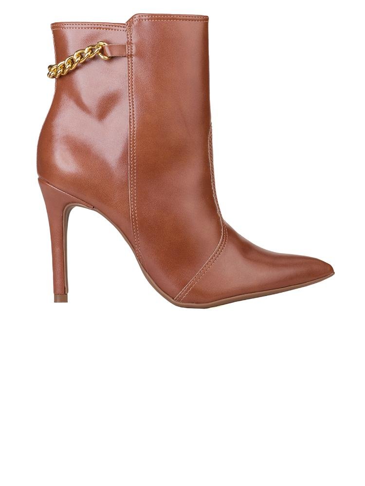 Bota Bebecê Ankle Boot Corrente Salto Alto