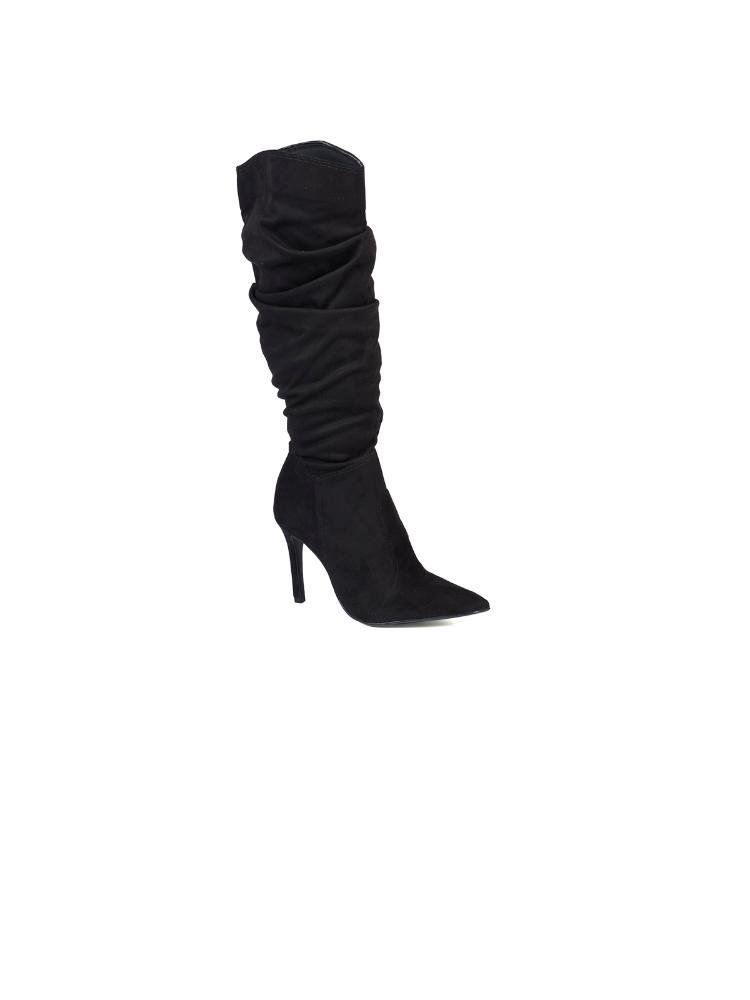 Bota Bebecê Slouchy Camurça Salto Alto Preto 3